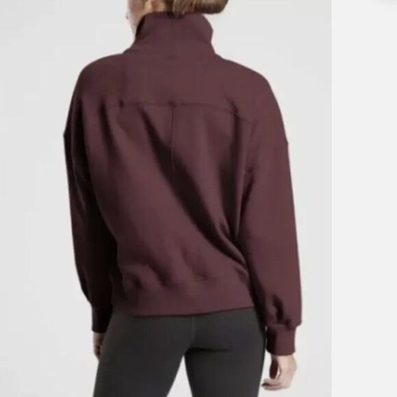 ATHLETA Cozy Karma 1/4 Zip Sweatshirt Burgundy Size XS - Picture 3 of 6